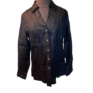 Talbots Black Irish Linen Shirt Size 8